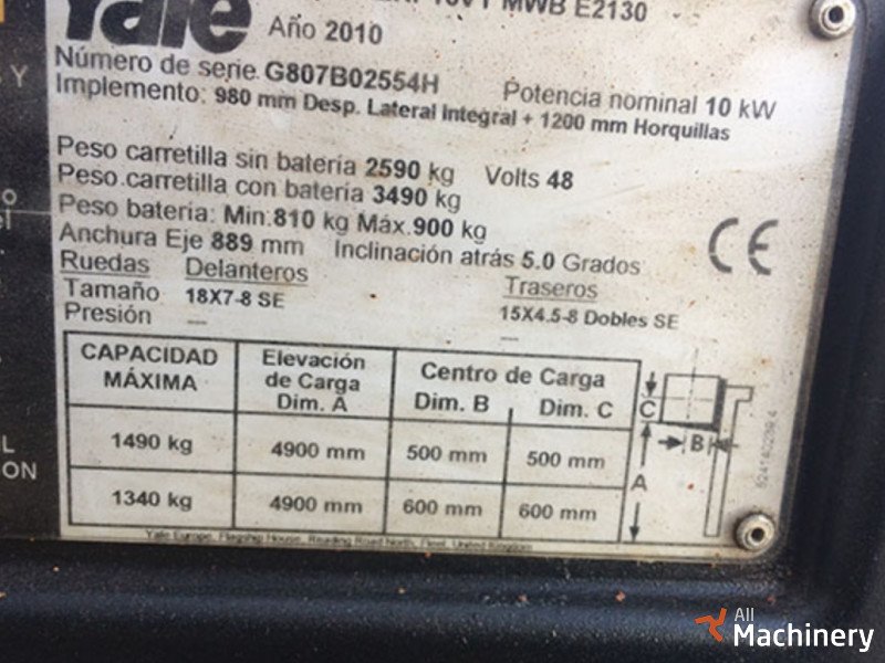 YALE ERP16VT MWB E2130 Šakiniai triračiai krautuvai #1161