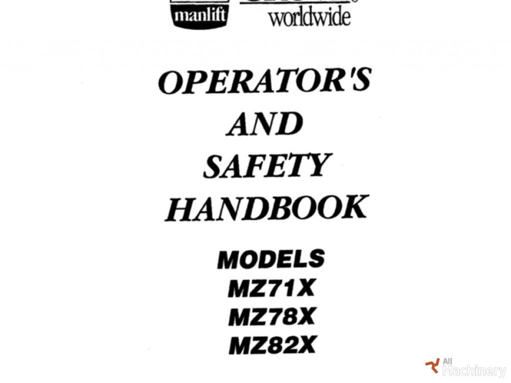 GROVE MZ82X Operator's manual kitos keltuvų dalys #8953