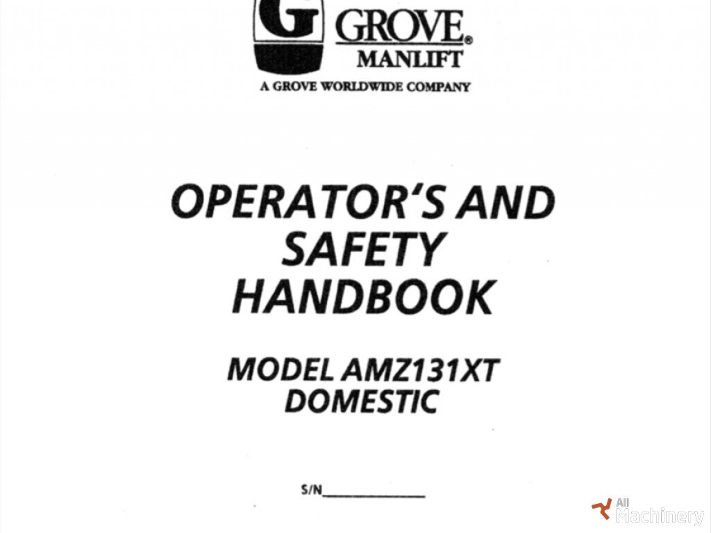 GROVE AMZ131XT Operator's manual kitos keltuvų dalys #8983