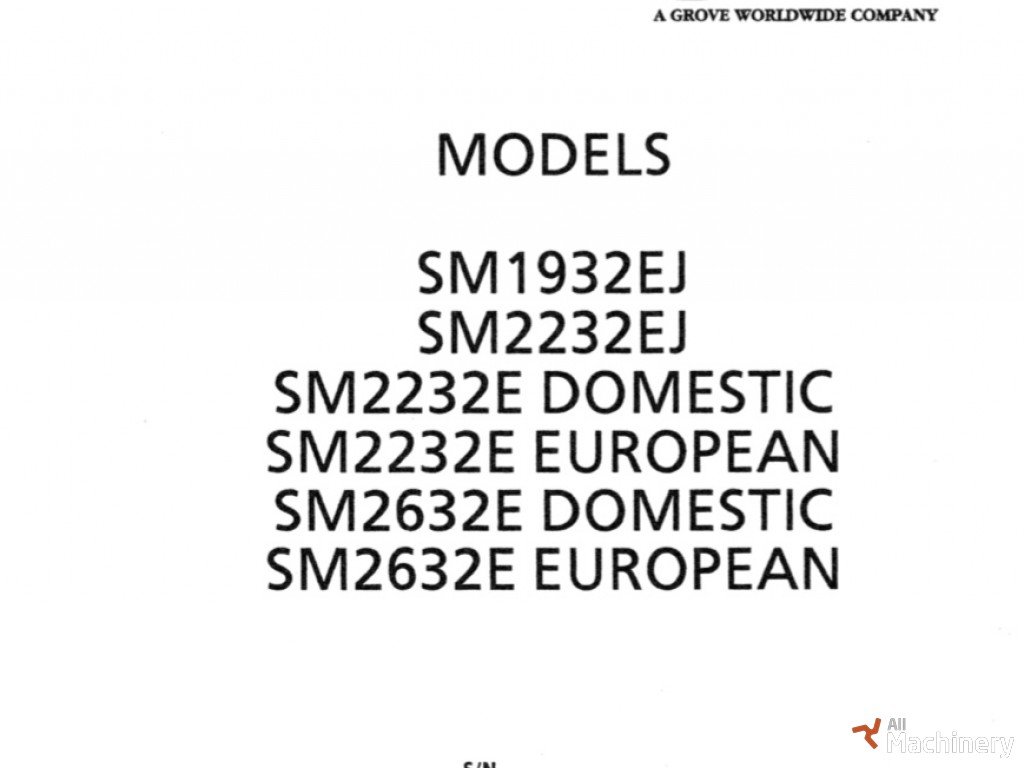 GROVE SM2232E Service manual kitos keltuvų dalys #9098